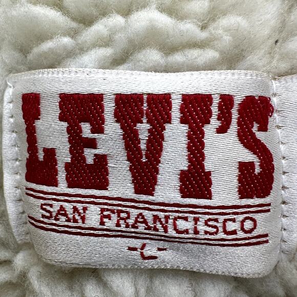 Vintage Levi's Sherpa Type III Trucker Vest 80s Jacket Denim Jean Blue L - Picture 3 of 8